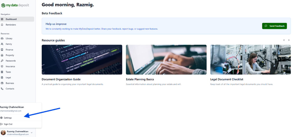 Open Settings from your profile menu in the bottom-left corner
