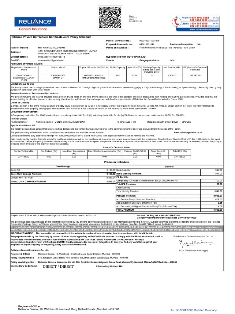 Insurance Certificate